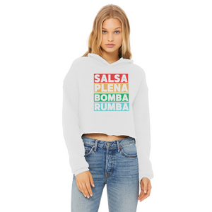 Ritmos dela Isla Ladies Cropped Raw Edge Hoodie