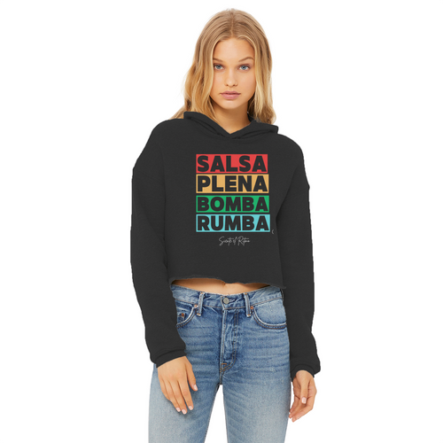 Ritmos dela Isla Ladies Cropped Raw Edge Hoodie