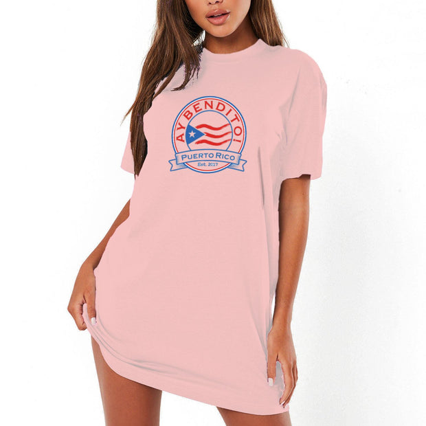 Women's Round Neck T-shirt Dress - aybendito