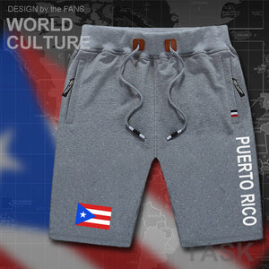 Puerto Rico mens shorts beach man men's board shorts flag workout zipper pocket sweat bodybuilding - aybendito