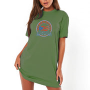 Women's Round Neck T-shirt Dress - aybendito