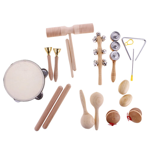 Hand Percussion Set Shaker; Bell Sand Maraca; Eggs Hammer Shaker; Sound Guiro Rhythm; Stick Wooden Educational Toys - aybendito