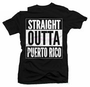 Round Neck Best Selling Male Natural Cotton Shirt Straight Outta Puerto Rico Black Men's Tee ( 6.1oz ) - aybendito