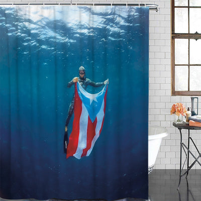 Puerto Rico Flag Ocean Swimming Diver New Waterproof Shower Curtain with Hook for Home Decoration Bathroom Supplies - aybendito