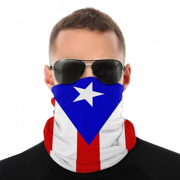 Puerto Rico Scarf Half Face Mask Men Women Halloween Neck Gaiter Balaclava Bandana Windproof Headwear Cycling Climbing - aybendito