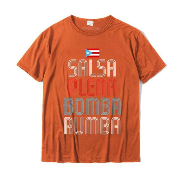 Puerto Rico Flag Music Tee Salsa Plena Bomba Rumba T-Shirt Cotton Printed On Tops T Shirt On Sale Men Top T-Shirts Fitness Tight - aybendito