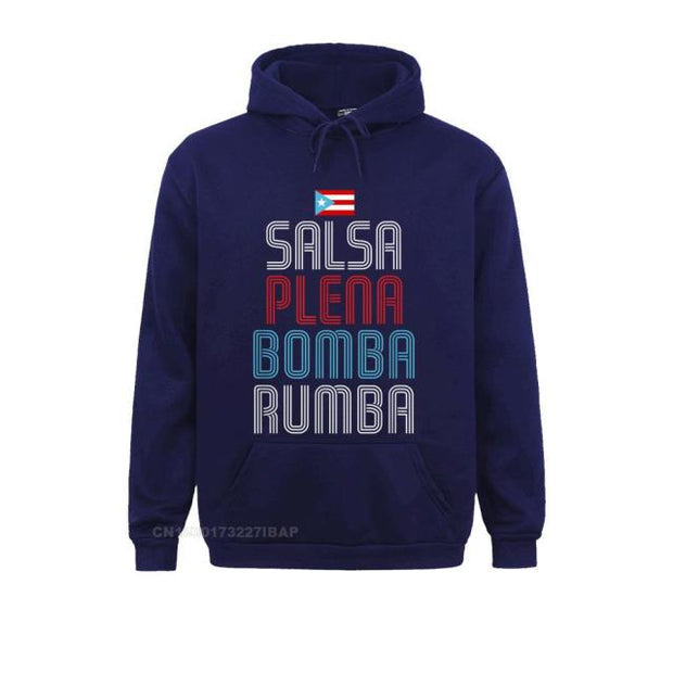 Puerto Rico Flag Music Tee Salsa Plena Bomba Rumba Youthful Hoodies For Men Mother Day Sweatshirts Printed Hoods Faddish - aybendito