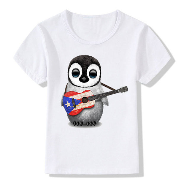 Boy and Girl Print  Puerto Rico Flag logo Fashion T-shirt Children Anime Summer Short sleeve T shirts Kids Tops Tee Baby Clothes - aybendito