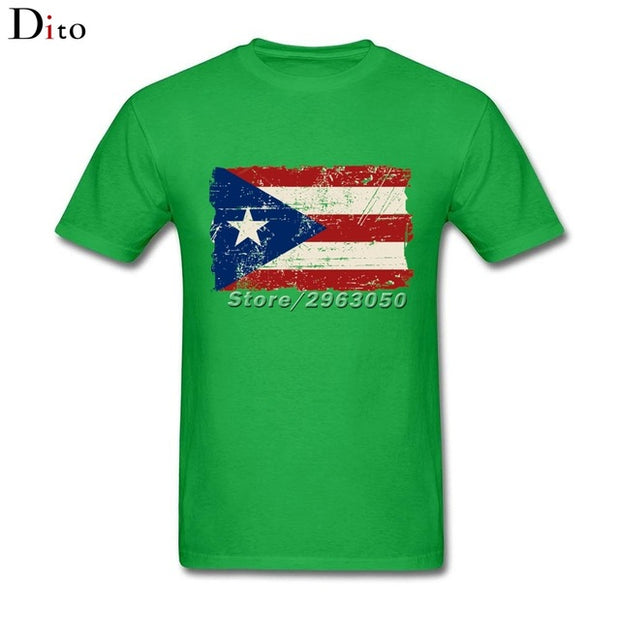 Vintage Puerto Rico Flag Shirt For Men 2017 Custom Short Sleeve Plus Size Group  Camiseta - aybendito