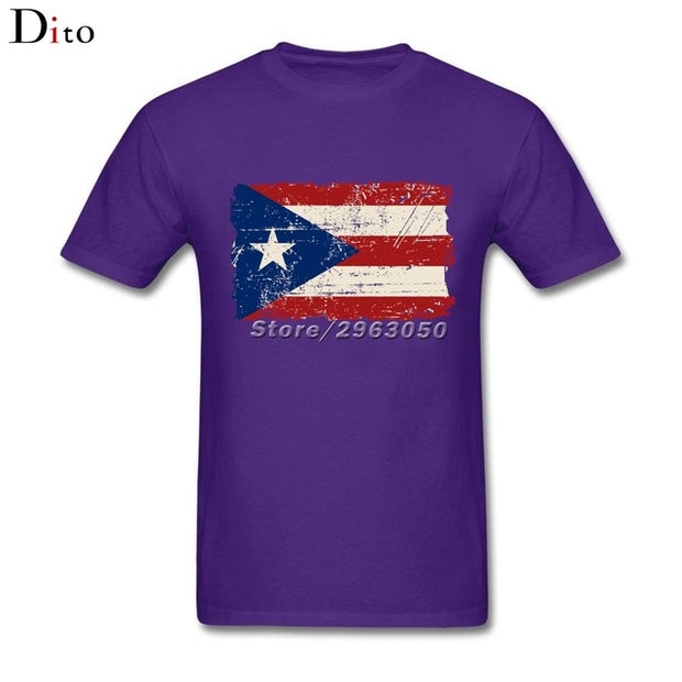 Vintage Puerto Rico Flag Shirt For Men 2017 Custom Short Sleeve Plus Size Group  Camiseta - aybendito