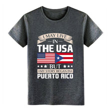 Puerto Rico May Live in USA Story Began in Puerto Rico Flag t shirt - aybendito
